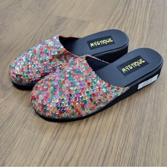 NIB Mystique Multi Colored Sequined Slide Sandals - Picture 11 of 11